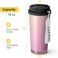thumbnail image 4 of 18oz Travel Coffee Mug, 316 Stainless Steel Vacuum Insulated Tumbler with 2-in-1 Straw Lid & Strap, Color Gradient Print, 4 of 6