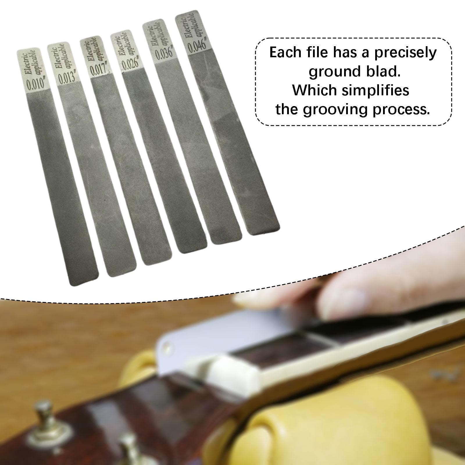 LeeQinersw 6Pcs Guitar Gauged Nut Slotting File Set Stainless Steel for Repairing Parts Electric 10 to 46