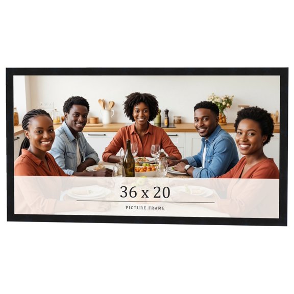 36x20 Frame Black Real Wood Picture Frame Width 0.75 inches | Interior Frame Depth 0.5 inches |
