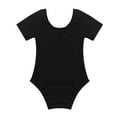thumbnail image 4 of Sxiwei Kids Girls Team Basic Leotard for Ballet Dance Gymnastics Shorts Sleeves Cotton Leotard Black 8, 4 of 7