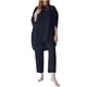 thumbnail image 1 of Conjuntos informales de 2 piezas para mujer, camisetas de lino y algodón con mangas tres cuartos, pantalones recortados ajustados, conjuntos de cuello redondo Pompotops  FGAJ3184, 1 of 5