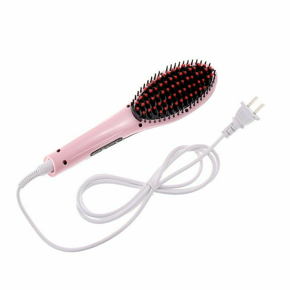 Vktech LCD Digital Anti Static Heated Hair Straightening Brush, Electric, Pink