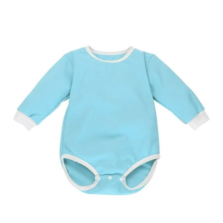 POIUYTR Newborn Baby Boy Girl Romper Cotton Soft Long Sleeve Crewneck Button Jumpsuit Bodysuit Infant Fall Outfit Clothes