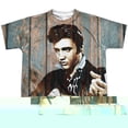 thumbnail image 2 of Elvis Presley Woodgrain (Front/Back Print) Youth Sublimated Crew T-Shirt White, 2 of 4