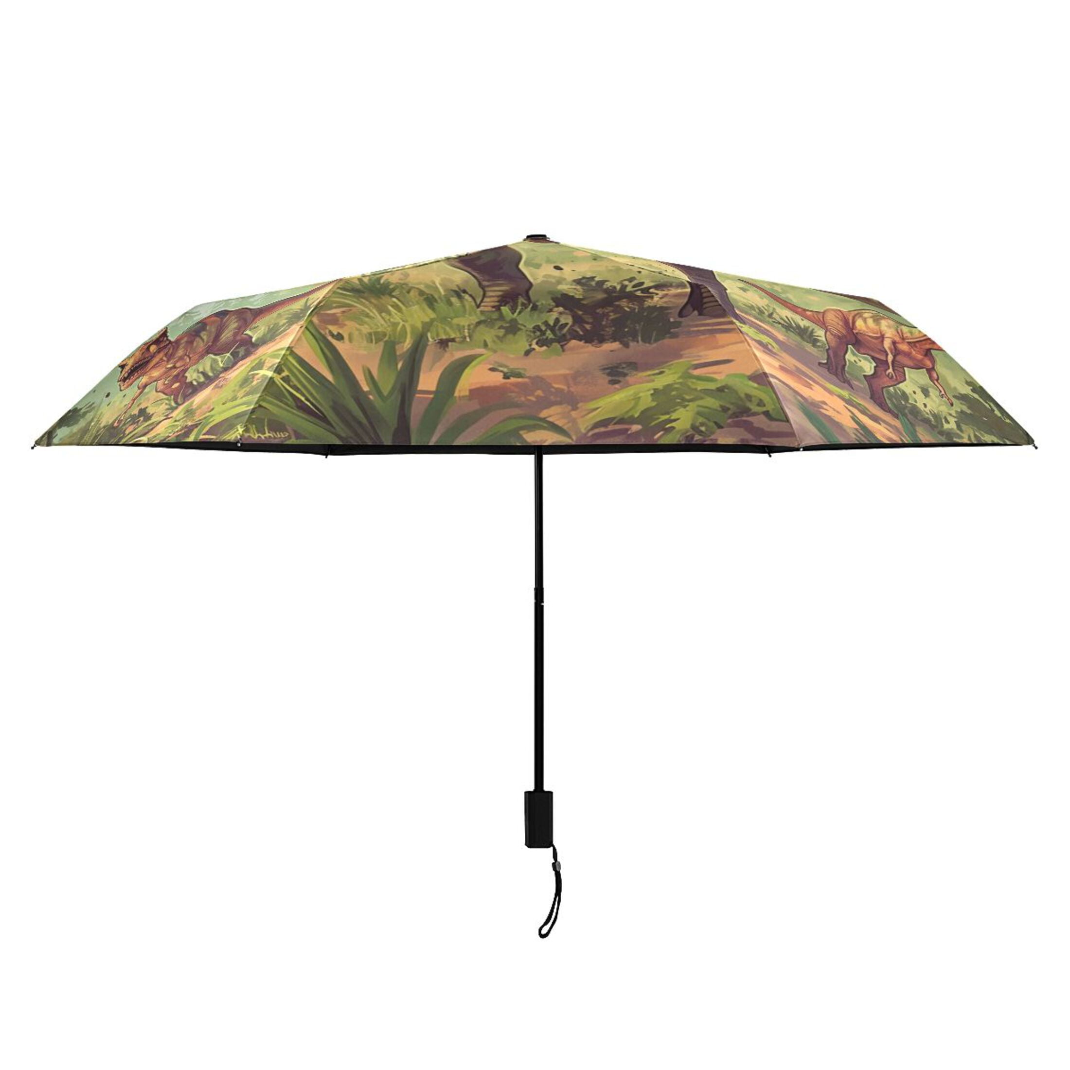 Tyrannosaurus and Pterodactyls in Jungle Compact Sun Umbrella Windproof Travel Umbrellas for Rain Strong Portable UV Protection
