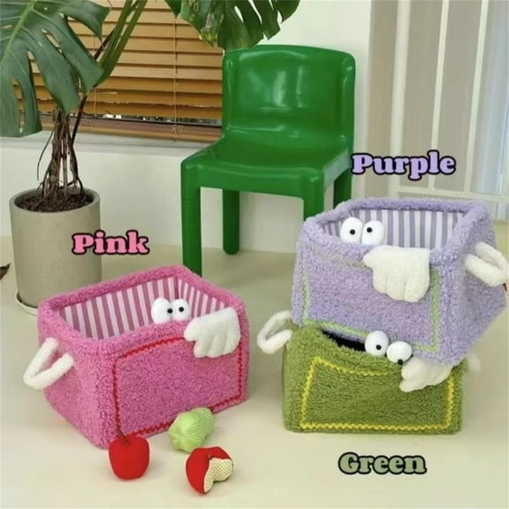 Storage Basket X1 Cute Cube Storage Box Little Toy Snack Organizer Folding Storage Box Suitable for Children Boys Girls Nursery Playroom (Two Sizes Three Colors)