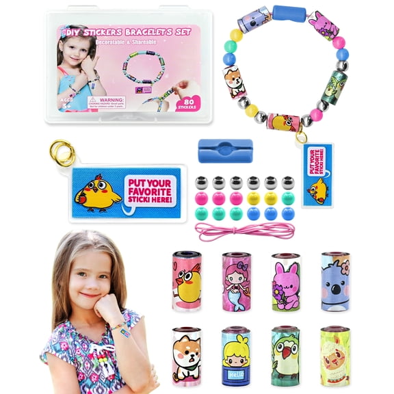 DIY Bracelet Making Kit Sticker Roll Bracelet for Girls, 80 Wearable, Shareable, Decorative Stickers for Kids