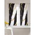 thumbnail image 3 of Black Marble Curtains 45 Inch Length,Sheer Curtains for Bedroom Living Room Window Luxury Gold White Abstract Cracks Artwork Rod Pocket Drapes Kitchen Curtains Small Half Window 42"x45" 2 Panels, 3 of 7