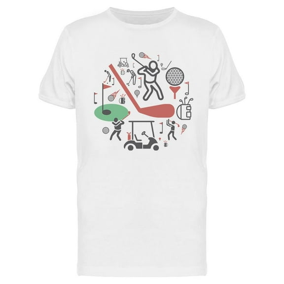 Golf Art Icons T-Shirt Men -Image by Shutterstock, Male 3X-Large
