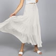 thumbnail image 5 of QATAINLAV Business Skirts for Women Casual Elastic High Waisted Pleated Midi Skirts Solid Color Satin Flowy Swing Long Skirts, Beige, XXL,, 5 of 10