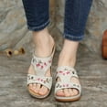 thumbnail image 4 of Embroidery Orthopedic Comfy Flip Flop Sandals Open Toe Summer Outdoor Slippers Wedges Slippers for Women, 4 of 7