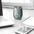 thumbnail image 3 of 12oz Stemless Wine Tumblers Pioneer Flower Floral Print Pattern Vacuum Insulated Stainless Steel Travel Tumbler Cups Mug with Lid and Straw for Champaign,Cocktail,Beer with Cleaning Brush, 3 of 5