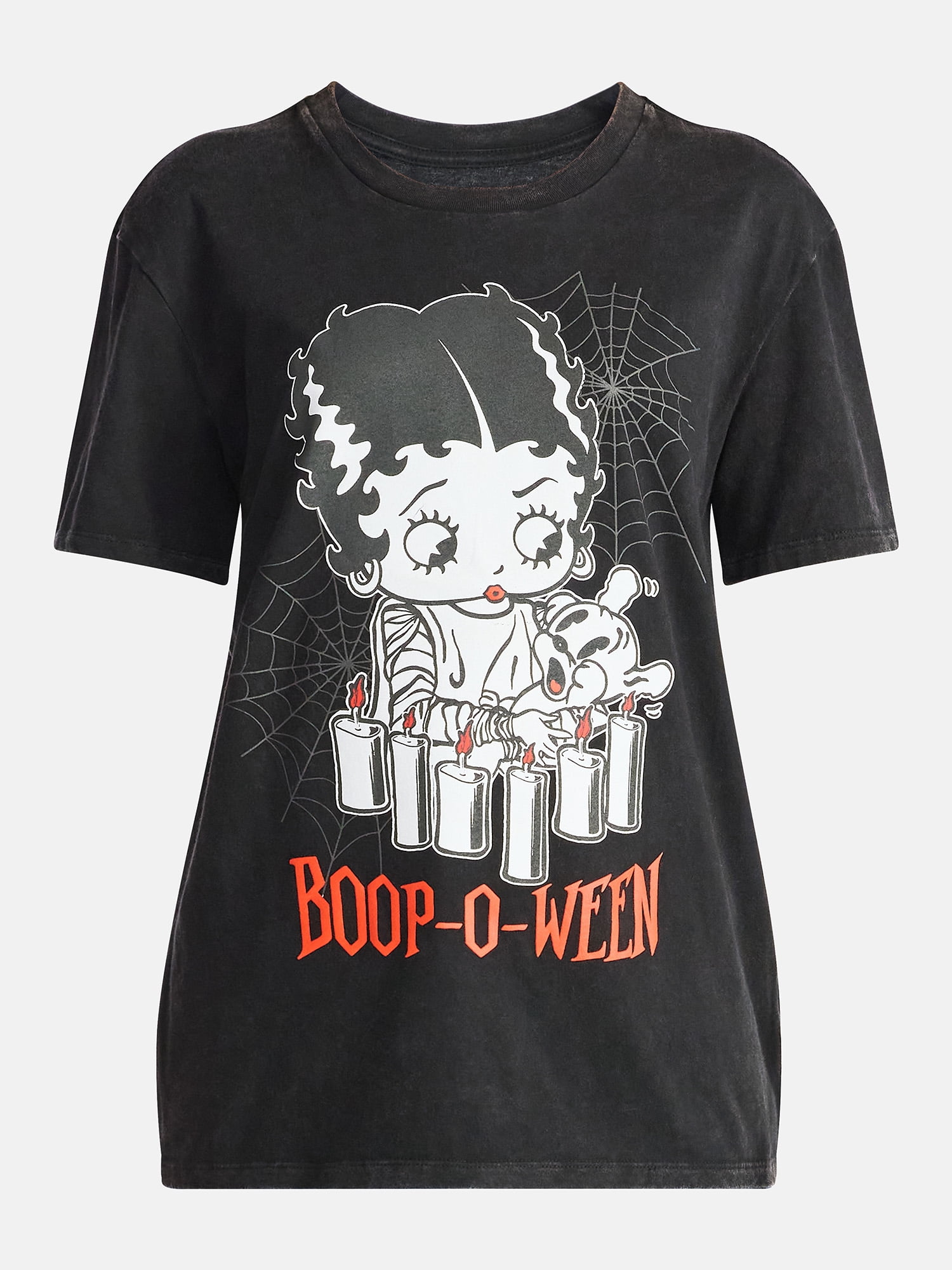 Betty Boop Women's Graphic Print Washed Tee with Short Sleeves, Sizes XXS-XXL