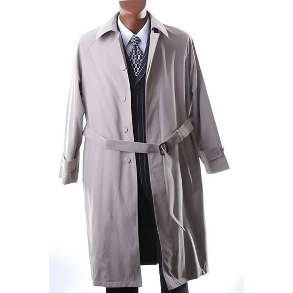 Taupe Full Length All Year Round Raincoat - Dress Coat Cheap Priced Available In Big & Tall Sizes Trench Coat
