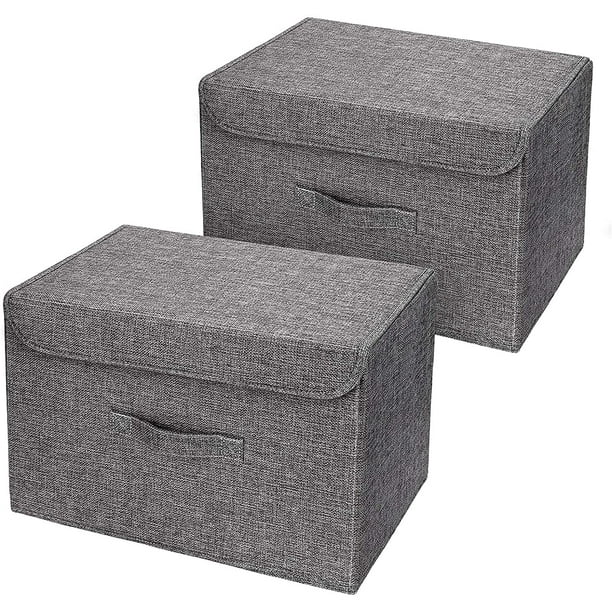 Juego de 2 Cajas de Almacenamiento Lavables, Almacenamiento de Ropa Plegable, Caja de Almacenamiento de Tela con Tapas y Asas para el hogar, Oficina, Armario, Dormitorio 38*25*25cm Gris