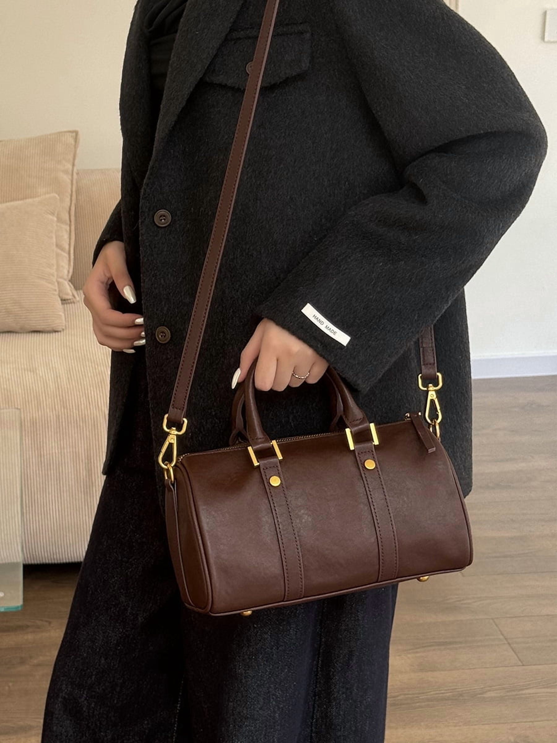 Women’s Genuine Leather Satchel Handbag, Top Handle Crossbody Purse