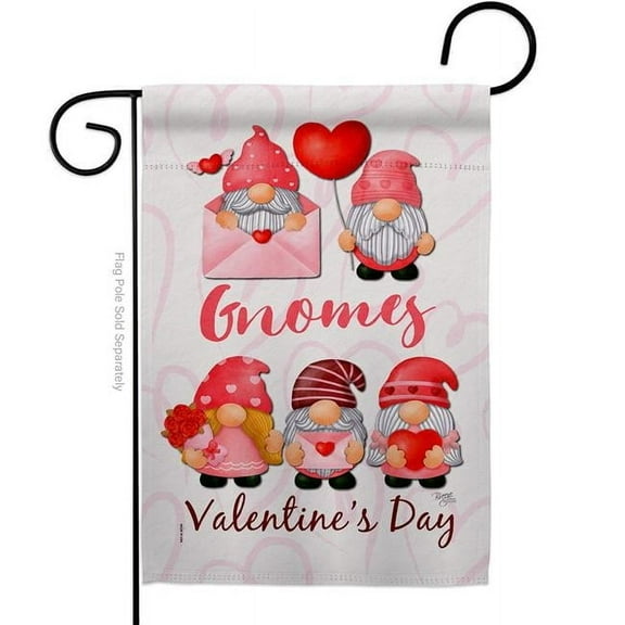 Breeze Decor G120034-BO Valentines Gnome Greeters Springtime Double-Sided Decorative Garden Flag, Multi Color