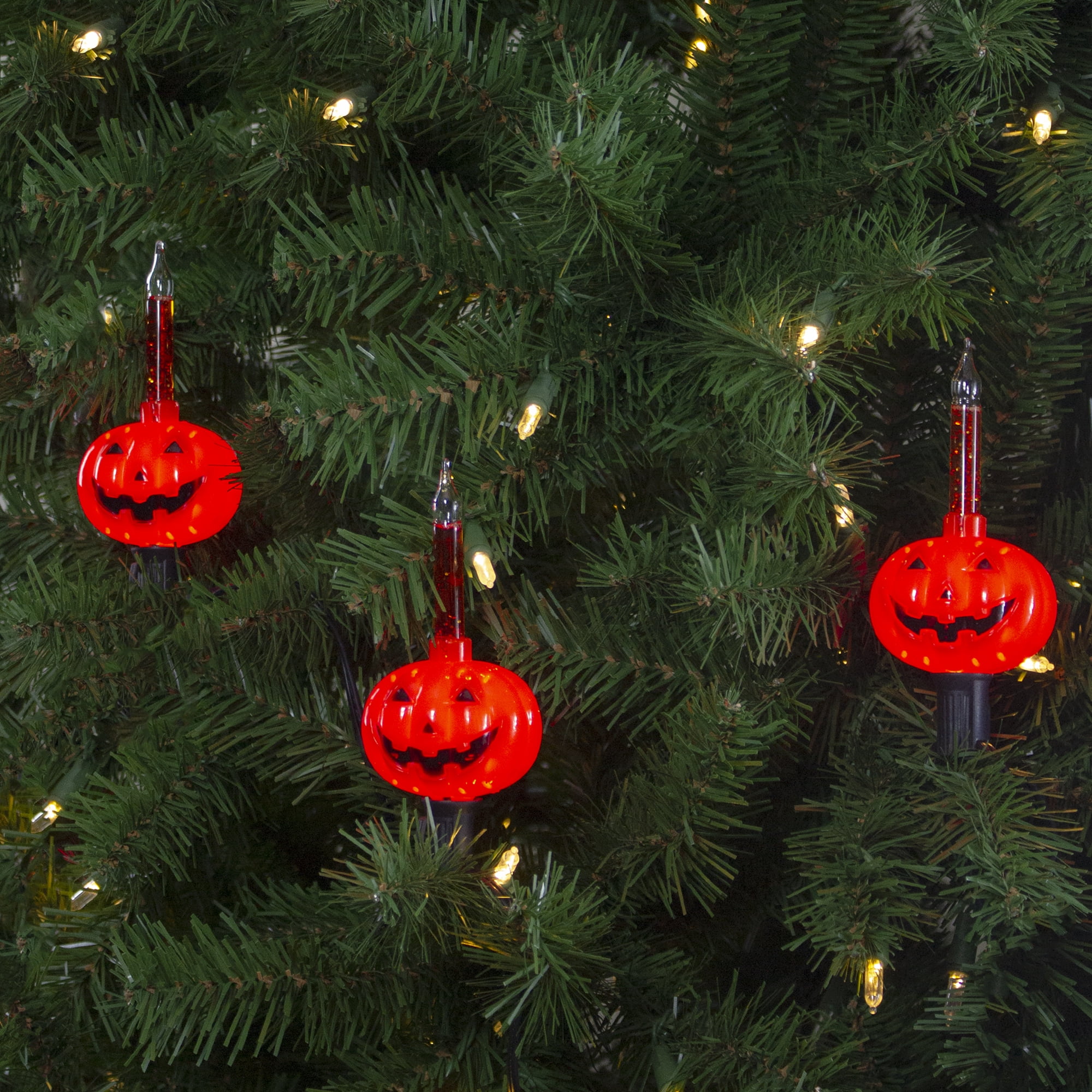 7-Count Jack O'Lantern Halloween Bubble Lights 6ft Black Wire