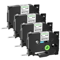 GREENCYCLE 4PK Compatible TZ Tape TZe-221 TZ221 Laminated Black on White Tape use in Brother P Touch PT-D200 PT-D210 PT-H100 PT-D400 PT-1290 PT-1700 PT-1750 Label Maker 9mm x 8m(0.35 Inch X 26.2 Feet)