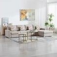 thumbnail image 2 of Nolan Beige Linen Fabric 4Pc Reversible Sectional Sofa Chaise with Pillows and Interchangeable Legs, 2 of 8