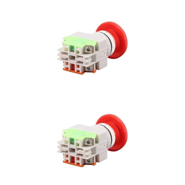 Methold Interruptor de botón de parada de emergencia con tapa roja tipo Seta, equipo de elevación, bloqueo automático, CA 10A 2piezas