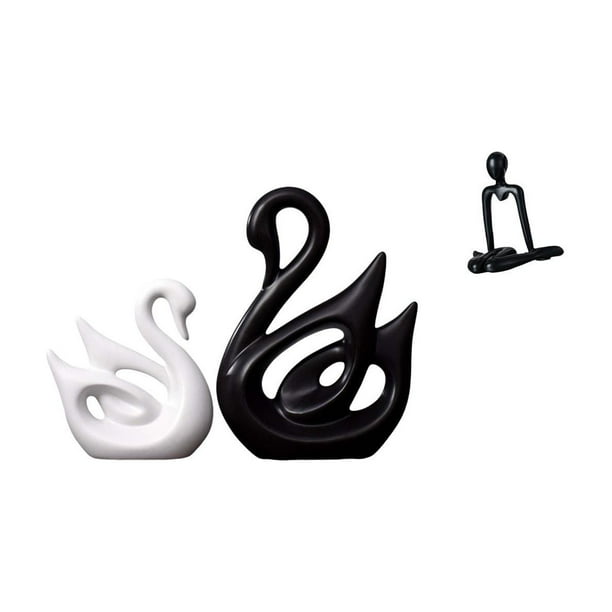Esculturas de ciervos,Estatua de pareja de cisnes de cerámica para decoración de oficina,Figura de escritorio,Escultura abstracta de pensador para decoración de oficina y hogar.,Figura