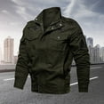thumbnail image 2 of Herrnalise Casual Fashion Lapel Coat Jacket Washed Cotton Coat Military Tough Guy Overalls Long Sleeve Hoodless Casual Outwear & Jackets Olive Green, 2 of 5