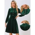 thumbnail image 2 of DARING DIVA Button Front Ruffle Vintage Flared Dress M Dark Green, 2 of 6