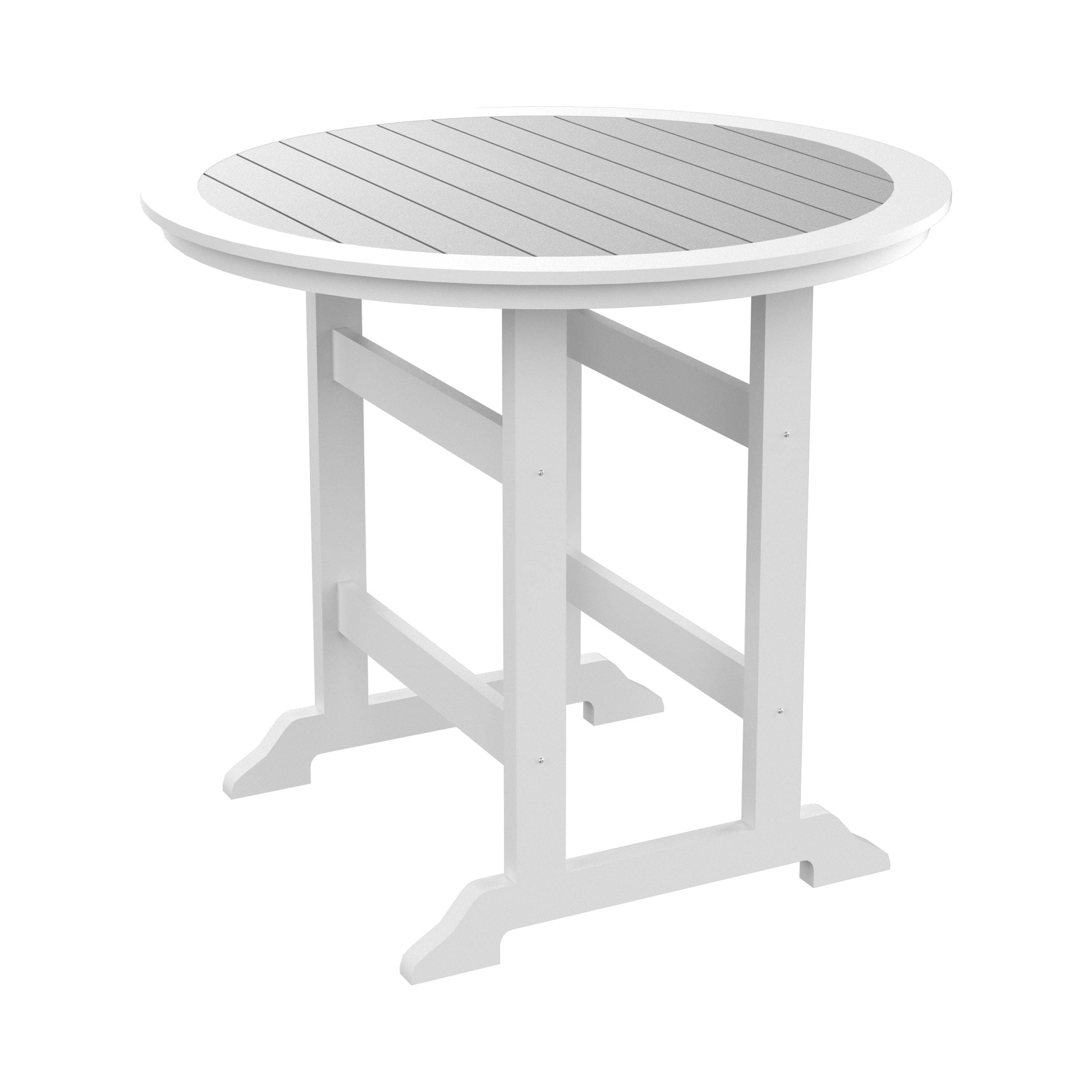 Patio Counter Height Bar Dining Table for Outdoor Balcony Garden Pool, White and Gray