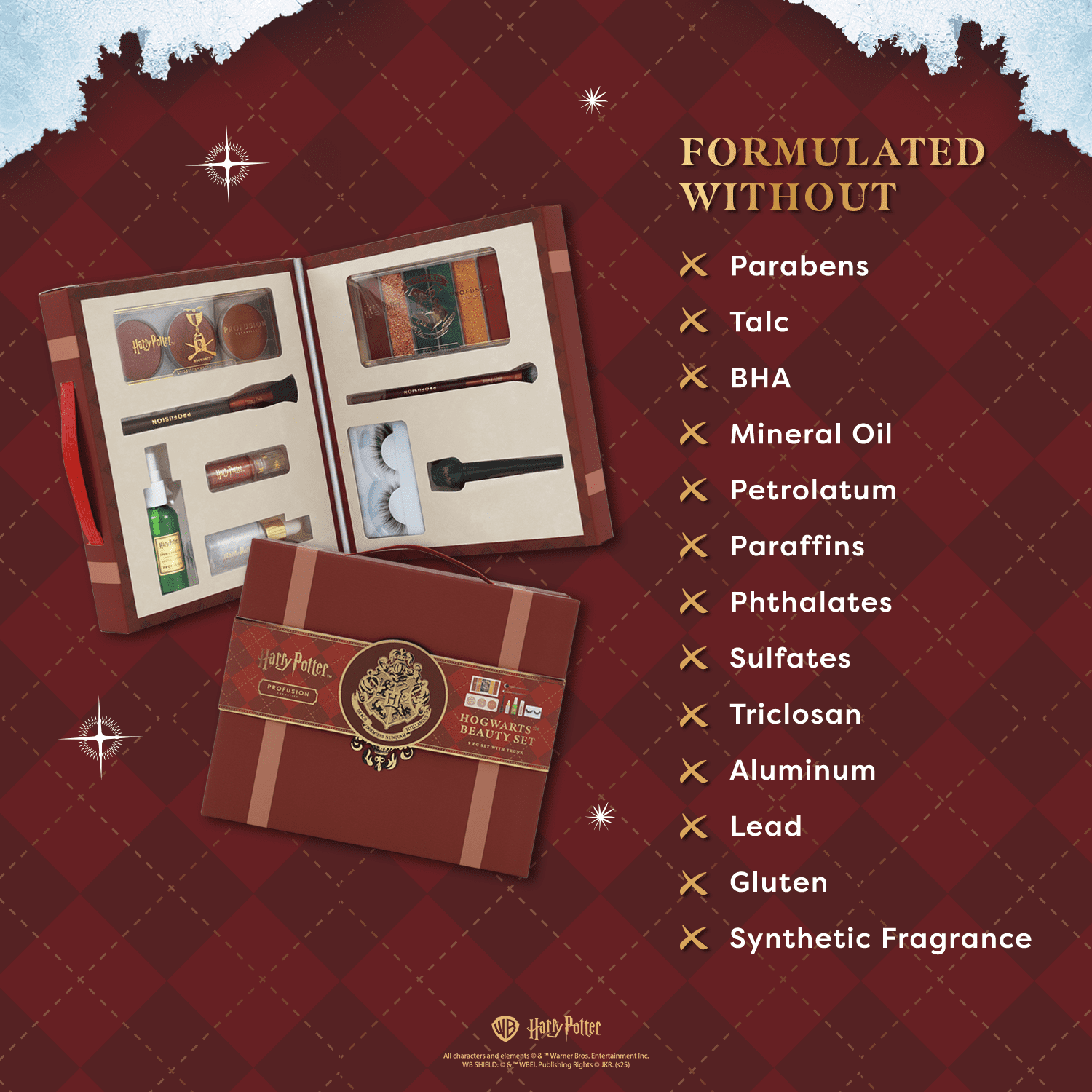 Profusion Cosmetics Harry Potter Holiday - Hogwarts Beauty Set 9 PC Set With Trunk