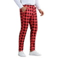 thumbnail image 4 of INSPIRE CHIC Plaid Pants for Men's Regular Fit Color Block Tartaned Pattern Dress Trousers, 4 of 6