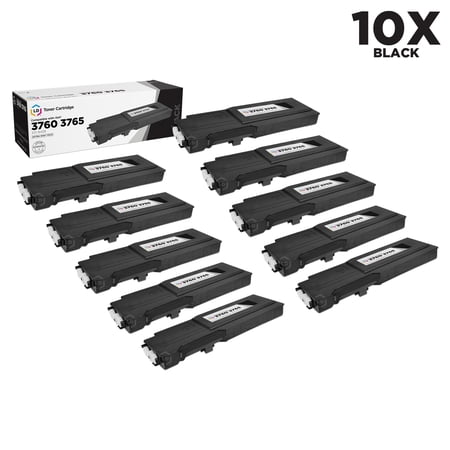 LD Compatible Dell 331-8429 / W8D60 Set of 10 Black Laser Toner Cartridges for use in Dell C3760DN  C3760N  & C3765NF s