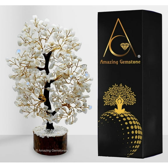 Rainbow Moonstone Crystal Tree - Healing Crystal Bonsai Tree Room Decor Office Desk Decor