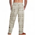 thumbnail image 3 of Hvot&aat Men's Retro Prints Pants Business Casual Straight Type Trousers Drawstring Outdoor Pants, 3 of 6