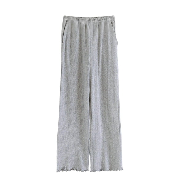 Pantalones de Cintura Elástica para las Mujeres de Moda Color Sólido de Lana Casual Casa Pantalones de Pijamas con Estampado Oso Altura de la Cintura