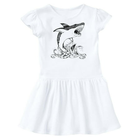 

Inktastic Great White Shark Jumping in Black Gift Toddler Girl Dress