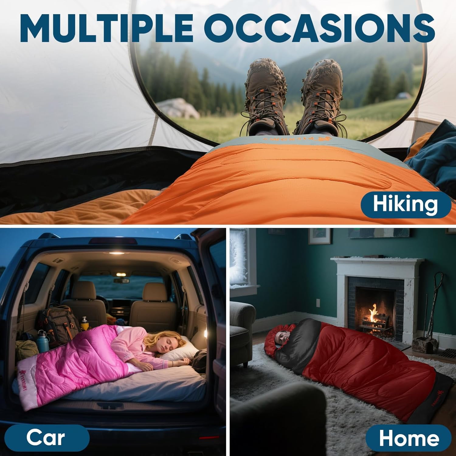 Sleeping Bags for Adults, Lightweight and Machine Washable, Water Resistant Backpacking Camping Sleeping Bag for Warm Cold Weather, Camping Essentials for Hiking Travel