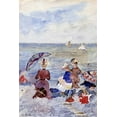 thumbnail image 2 of Prendergast, Maurice Brazil 23x32 Black Ornate Wood Framed with Double Matting Museum Art Print Titled - Figures on The Beach, 2 of 4