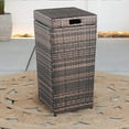 thumbnail image 2 of Zimtown Outdoor Trash Can 30 Gal Wicker Garbage Can, Patio Wicker Container, Patio Waste Basket, Brown Gradient, 2 of 9
