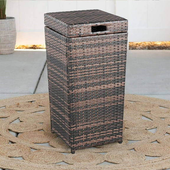 iTopRoad 26 Gallon Furniture Palm Harbor Outdoor Wicker Trash Bin