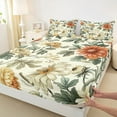 thumbnail image 3 of Feelyou Garden Flower Women Queen Sheet Sets, Green Yellow Bed Set, 4 Pieces, 3 of 7