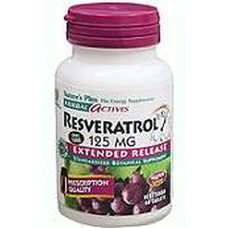 Actives à base de plantes à libération prolongée Resveratrol 125mg Nature's Plus 60 VegTab