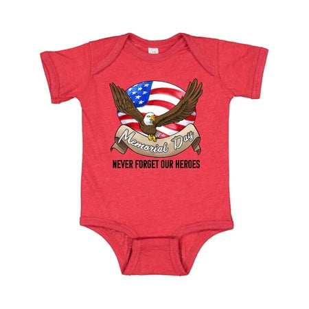 

Inktastic Memorial Day- Never Forget Our Heroes- Bald Eagle Gift Baby Boy or Baby Girl Bodysuit