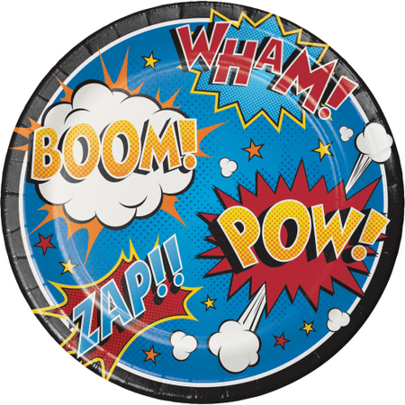 Dinner Plate Storage - Superhero Slogans 9 Inch Lunch/Dinner Plates (8 ct)