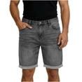 thumbnail image 4 of USNSM Men's Denim Shorts, Stretch Casual Slim Fit Distressed, Summer Casual Pockets Jean Shorts for Men Gray L, 4 of 9