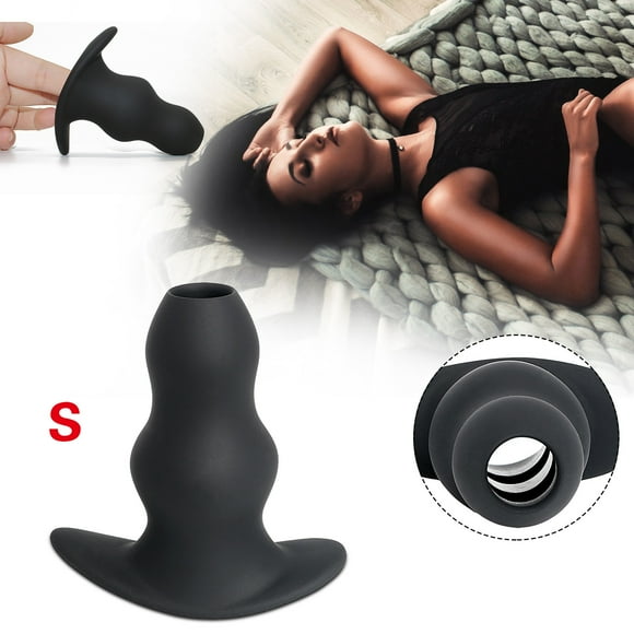 Silicone Hollow Prostate Anal Plug Massager Dildo-Large Male Men Lubricant