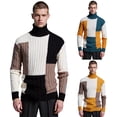 thumbnail image 6 of Men's Turtleneck Color Block Cable Knit Sweater Long Sleeve Pullover Top, 6 of 6