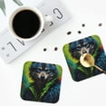 thumbnail image 5 of Pofeuu Realistic Style Wolf Warrior Print Leather Coasters Set of 6, Round Cups Mugs Mat Pad for Home Kitchen Heat Resistant Drink Coasters,Square, 5 of 7