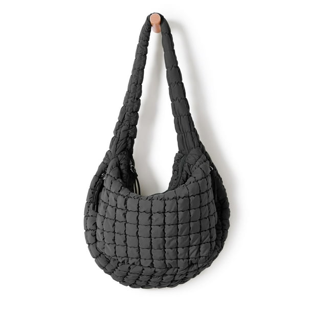 Bolsa de mano acolchada ODODOS para mujer, color gris