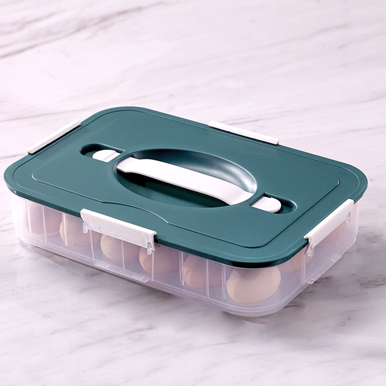 Egg Container for Refrigerator | 18 Egg Storage Organizer with Lid | Clear Plastic Egg Keeper | Stackable Fridge Organizer for Kitchen | Reusable Food Freshness Container